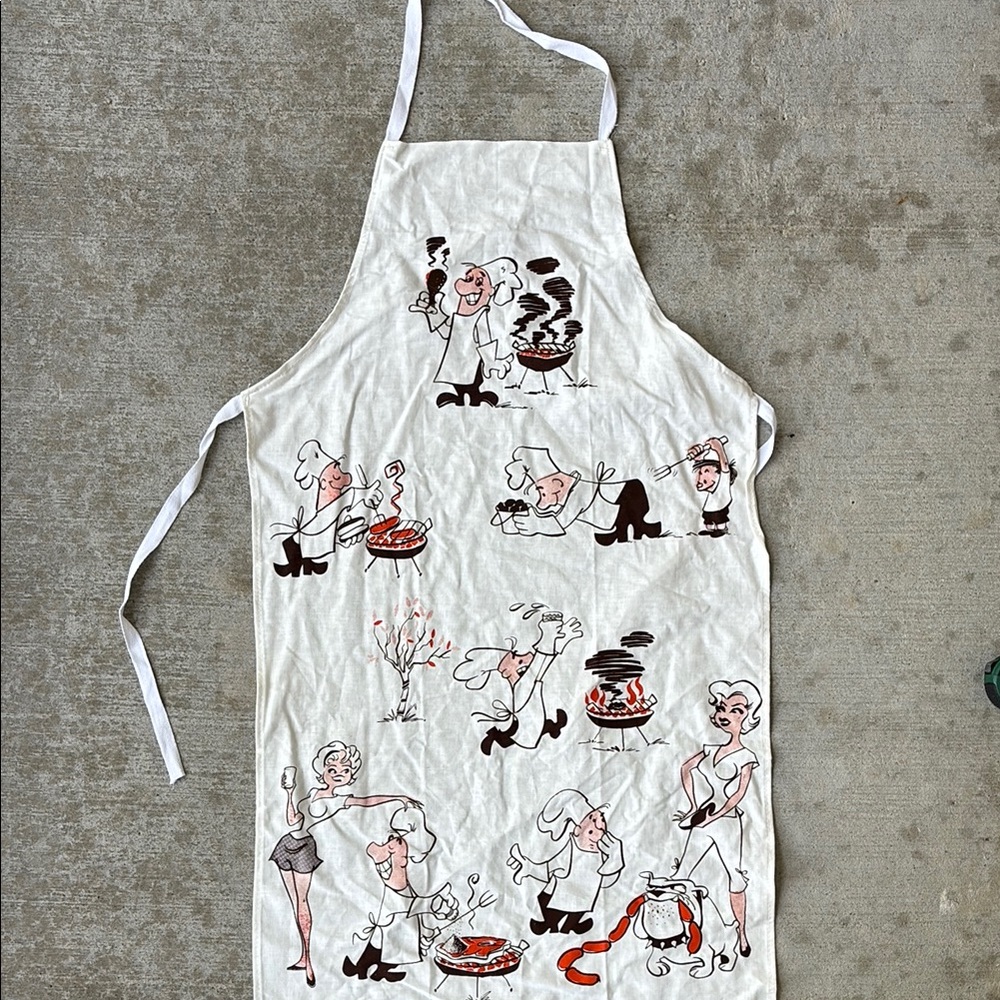 Vintage Cartoon Chef Grilling Apron